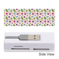 Pattern Flowers Leaves Green Purple Pink Memory Card Reader (stick)