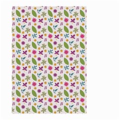 Pattern Flowers Leaves Green Purple Pink Small Garden Flag (two Sides)