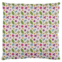 Pattern Flowers Leaves Green Purple Pink Large Cushion Case (two Sides)