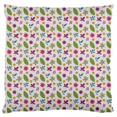 Pattern Flowers Leaves Green Purple Pink Standard Premium Plush Fleece Cushion Case (one Side)