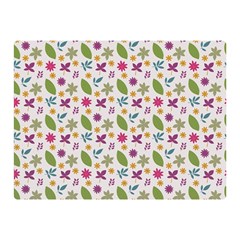 Pattern Flowers Leaves Green Purple Pink Two Sides Premium Plush Fleece Blanket (mini)