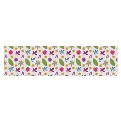 Pattern Flowers Leaves Green Purple Pink Oblong Satin Scarf (16  X 60 ) by Maspions