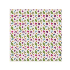 Pattern Flowers Leaves Green Purple Pink Square Satin Scarf (30  X 30 )