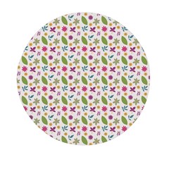 Pattern Flowers Leaves Green Purple Pink Mini Round Pill Box (pack Of 3)