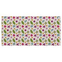 Pattern Flowers Leaves Green Purple Pink Banner And Sign 4  X 2  by Maspions