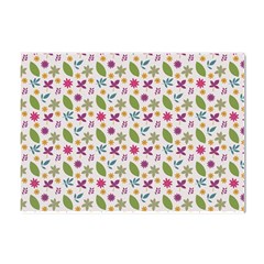 Pattern Flowers Leaves Green Purple Pink Crystal Sticker (a4) by Maspions