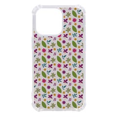 Pattern Flowers Leaves Green Purple Pink Iphone 13 Pro Tpu Uv Print Case by Maspions