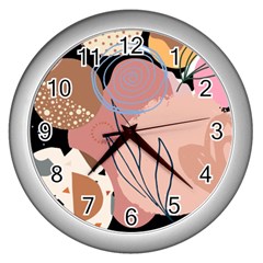 Abstract Boho Bohemian Style Retro Vintage Wall Clock (silver) by Proyonanggan