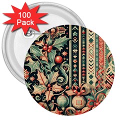 Winter Snow Holidays 3  Buttons (100 Pack)  by Bedest