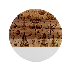 Christmas Decoration Marble Wood Coaster (round)