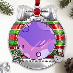 Colorful Labstract Wallpaper Theme Metal X mas Ribbon With Red Crystal Round Ornament by Apen