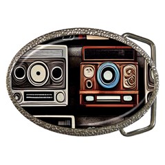 Retro Cameras Old Vintage Antique Technology Wallpaper Retrospective Belt Buckles by Grandong