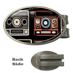 Retro Cameras Old Vintage Antique Technology Wallpaper Retrospective Money Clips (oval)  by Grandong