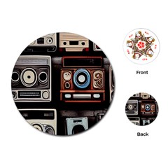 Retro Cameras Old Vintage Antique Technology Wallpaper Retrospective Playing Cards Single Design (round) by Grandong