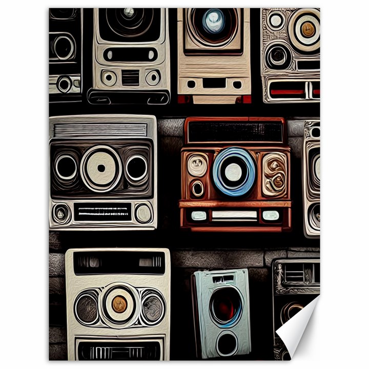 Retro Cameras Old Vintage Antique Technology Wallpaper Retrospective Canvas 12  x 16 