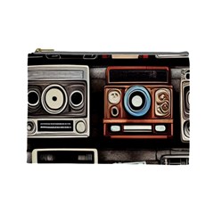 Retro Cameras Old Vintage Antique Technology Wallpaper Retrospective Cosmetic Bag (large) by Grandong