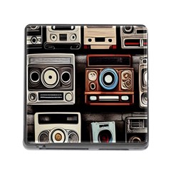 Retro Cameras Old Vintage Antique Technology Wallpaper Retrospective Memory Card Reader (square 5 Slot) by Grandong