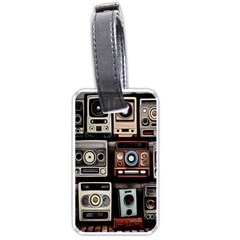 Retro Cameras Old Vintage Antique Technology Wallpaper Retrospective Luggage Tag (one Side) by Grandong