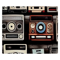 Retro Cameras Old Vintage Antique Technology Wallpaper Retrospective Premium Plush Fleece Blanket (small) by Grandong