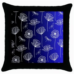 Pattern Floral Leaves Botanical White Flowers Throw Pillow Case (black)