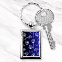 Pattern Floral Leaves Botanical White Flowers Key Chain (rectangle)