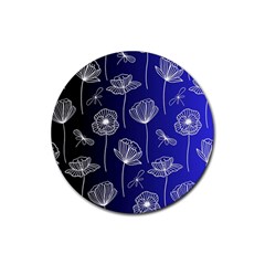 Pattern Floral Leaves Botanical White Flowers Rubber Coaster (round)