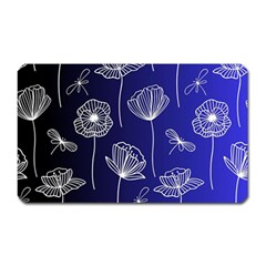 Pattern Floral Leaves Botanical White Flowers Magnet (rectangular)