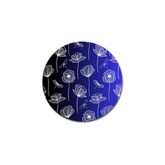 Pattern Floral Leaves Botanical White Flowers Golf Ball Marker