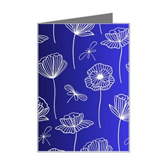 Pattern Floral Leaves Botanical White Flowers Mini Greeting Card