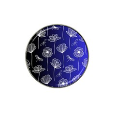 Pattern Floral Leaves Botanical White Flowers Hat Clip Ball Marker (4 Pack)