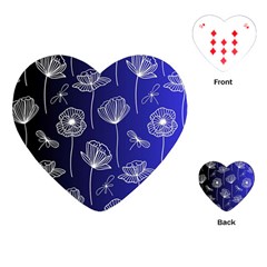 Pattern Floral Leaves Botanical White Flowers Playing Cards Single Design (heart)