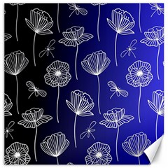 Pattern Floral Leaves Botanical White Flowers Canvas 12  X 12 