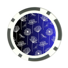 Pattern Floral Leaves Botanical White Flowers Poker Chip Card Guard by Maspions