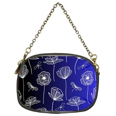 Pattern Floral Leaves Botanical White Flowers Chain Purse (one Side)