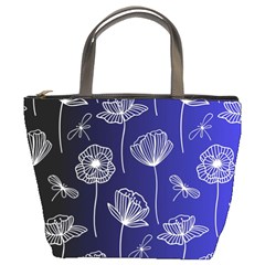 Pattern Floral Leaves Botanical White Flowers Bucket Bag