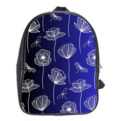 Pattern Floral Leaves Botanical White Flowers School Bag (large)