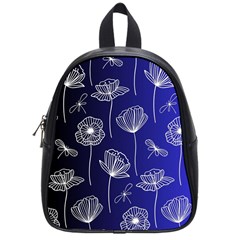 Pattern Floral Leaves Botanical White Flowers School Bag (small)