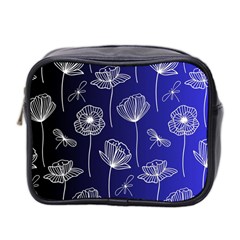 Pattern Floral Leaves Botanical White Flowers Mini Toiletries Bag (two Sides)