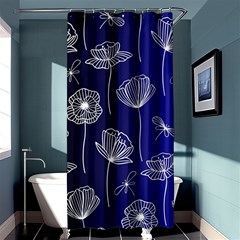 Pattern Floral Leaves Botanical White Flowers Shower Curtain 36  X 72  (stall) 