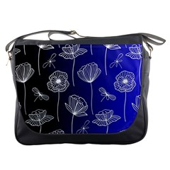 Pattern Floral Leaves Botanical White Flowers Messenger Bag