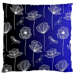 Pattern Floral Leaves Botanical White Flowers Large Cushion Case (one Side)