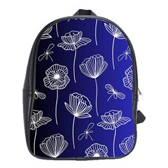 Pattern Floral Leaves Botanical White Flowers School Bag (xl)