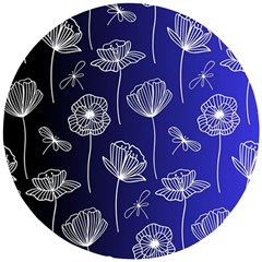 Pattern Floral Leaves Botanical White Flowers Wooden Puzzle Round