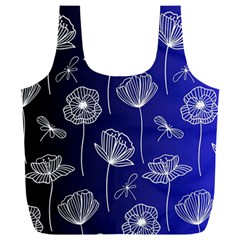 Pattern Floral Leaves Botanical White Flowers Full Print Recycle Bag (xxl) by Maspions