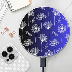 Pattern Floral Leaves Botanical White Flowers Wireless Fast Charger(white)