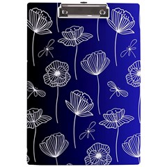 Pattern Floral Leaves Botanical White Flowers A4 Acrylic Clipboard by Maspions