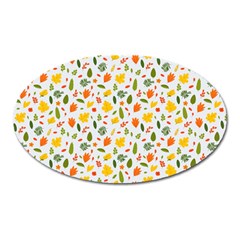 Background Pattern Flowers Leaves Autumn Fall Colorful Leaves Foliage Oval Magnet by Maspions