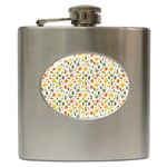 Background Pattern Flowers Leaves Autumn Fall Colorful Leaves Foliage Hip Flask (6 oz) Front