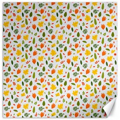 Background Pattern Flowers Leaves Autumn Fall Colorful Leaves Foliage Canvas 16  X 16 