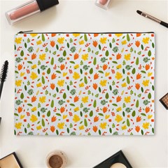 Background Pattern Flowers Leaves Autumn Fall Colorful Leaves Foliage Cosmetic Bag (xl)